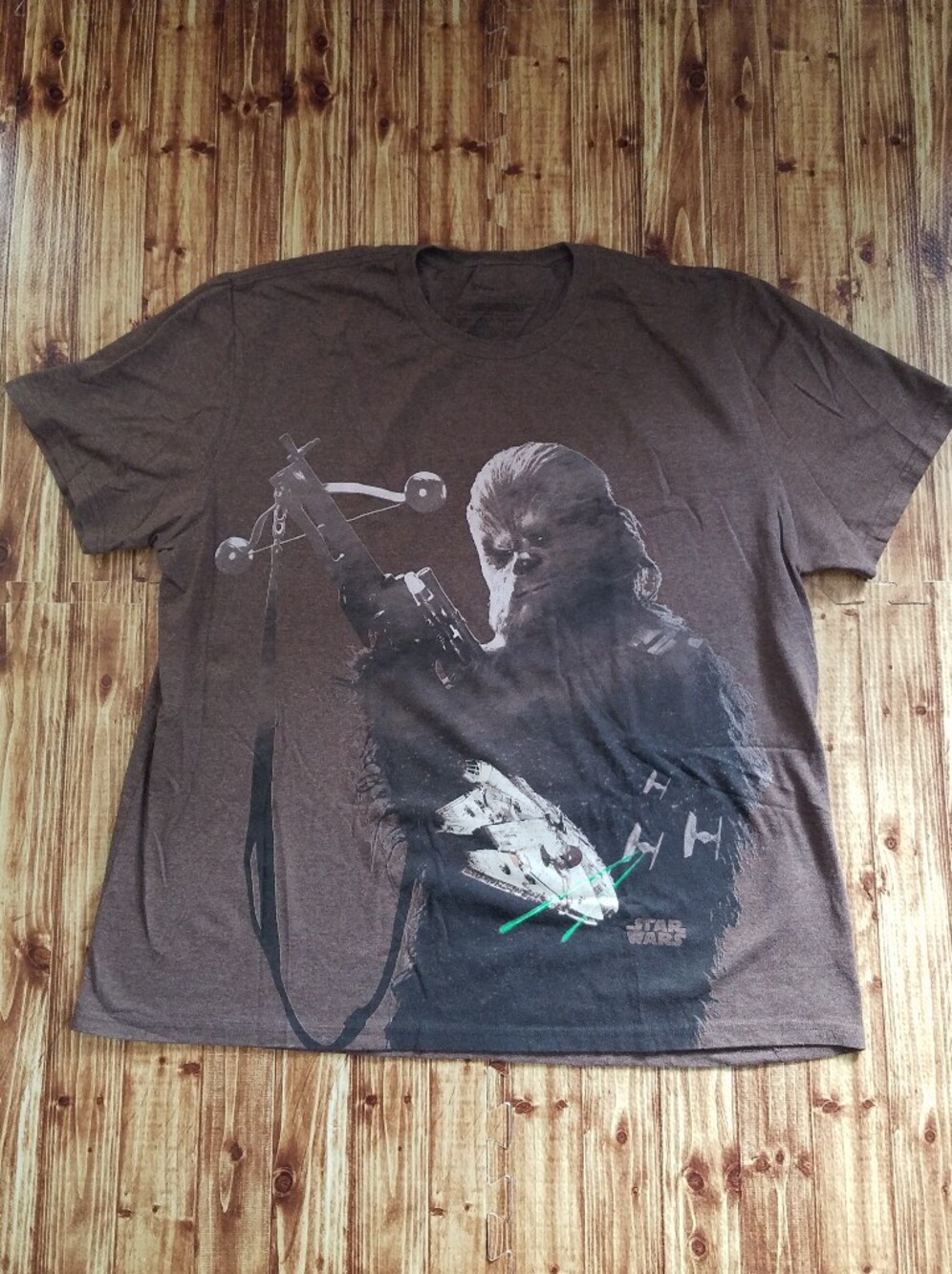 Disney Store Star Wars Men's 2XL Chewbacca Millennium Falcon Brown Shirt